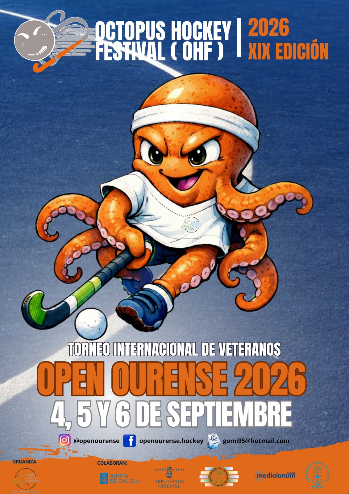 Cartel del Octopus Hockey Festival 2026: Open Ourense, 4, 5 y 6 de septiembre